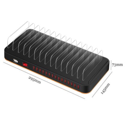 WLX-815 100W 15 Ports USB Fast Charging Dock Smart Charger with Phone & Tablet Holder, UK Plug - Image 2