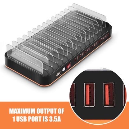 WLX-815 100W 15 Ports USB Fast Charging Dock Smart Charger with Phone & Tablet Holder, UK Plug - Image 3