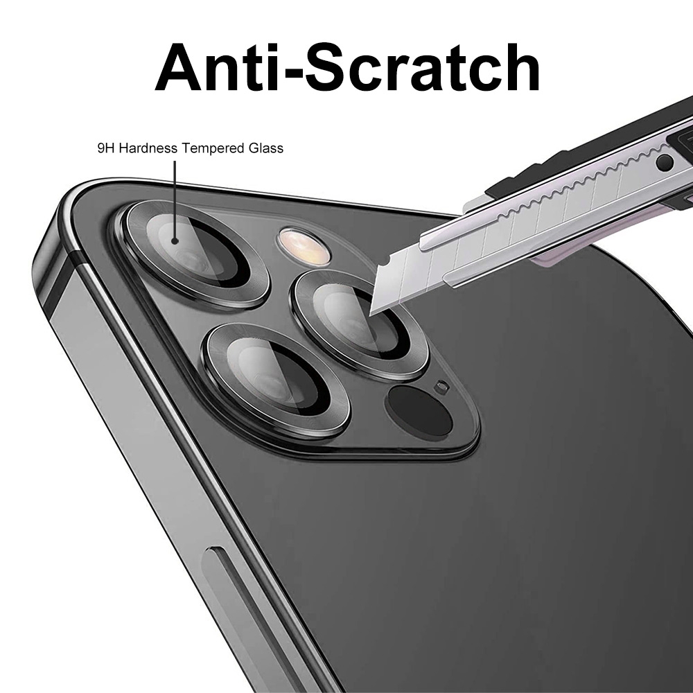 For iPhone 14 Pro / 14 Pro Max ENKAY 9H Rear Lens Metal Ring Tempered Glass Film (Deep Purple) - Image 3