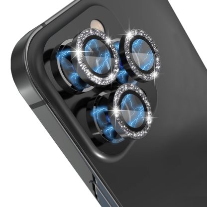 For iPhone 13 Pro / 13 Pro Max NORTHJO Camera Lens Protector Tempered Glass Bling Glitter Metal Ring Film(Black) - Image 3