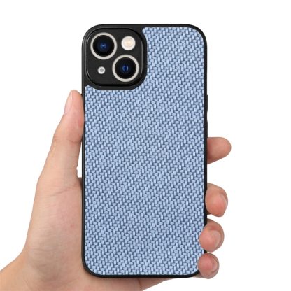 For iPhone 13 Pro Carbon Fiber Texture Leather Back Cover Phone Case(Blue) - Image 3