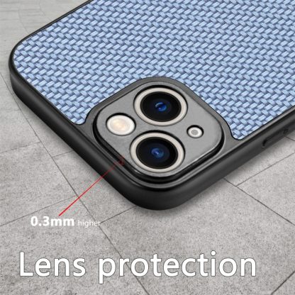 For iPhone 13 Pro Carbon Fiber Texture Leather Back Cover Phone Case(Blue) - Image 4