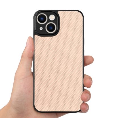 For iPhone 13 Pro Max Carbon Fiber Texture Leather Back Cover Phone Case(Khaki) - Image 3