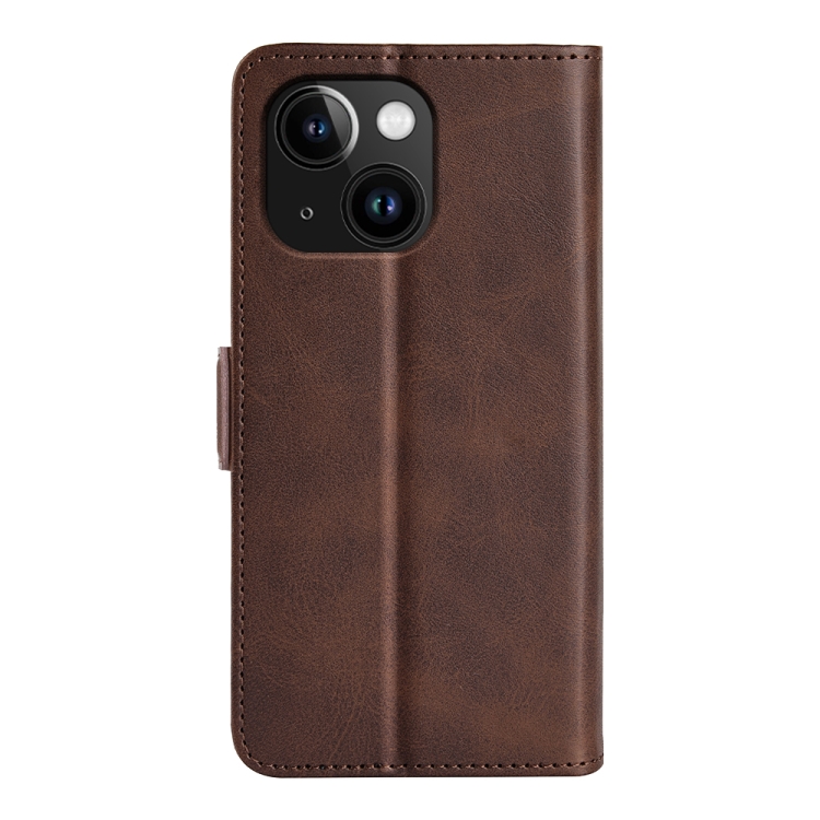 For iPhone 15 Dual-side Magnetic Buckle Horizontal Flip Leather Phone Case(Brown) - Image 3