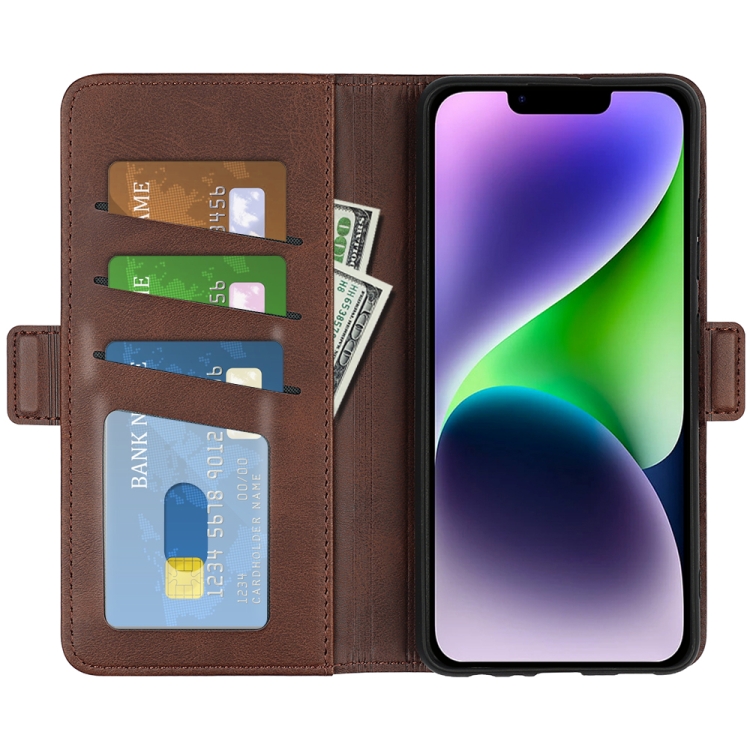 For iPhone 15 Dual-side Magnetic Buckle Horizontal Flip Leather Phone Case(Brown) - Image 4