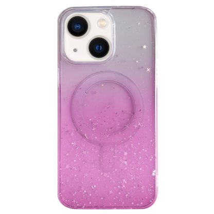 For iPhone 14 MagSafe Glitter Hybrid Clear TPU Phone Case(Pink)