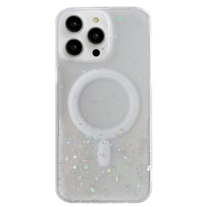 For iPhone 13 Pro Max MagSafe Glitter Hybrid Clear TPU Phone Case(White)