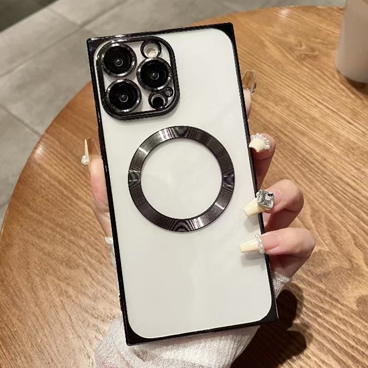 For iPhone 13 Pro Square Magsafe Electroplating TPU Phone Case(Black)