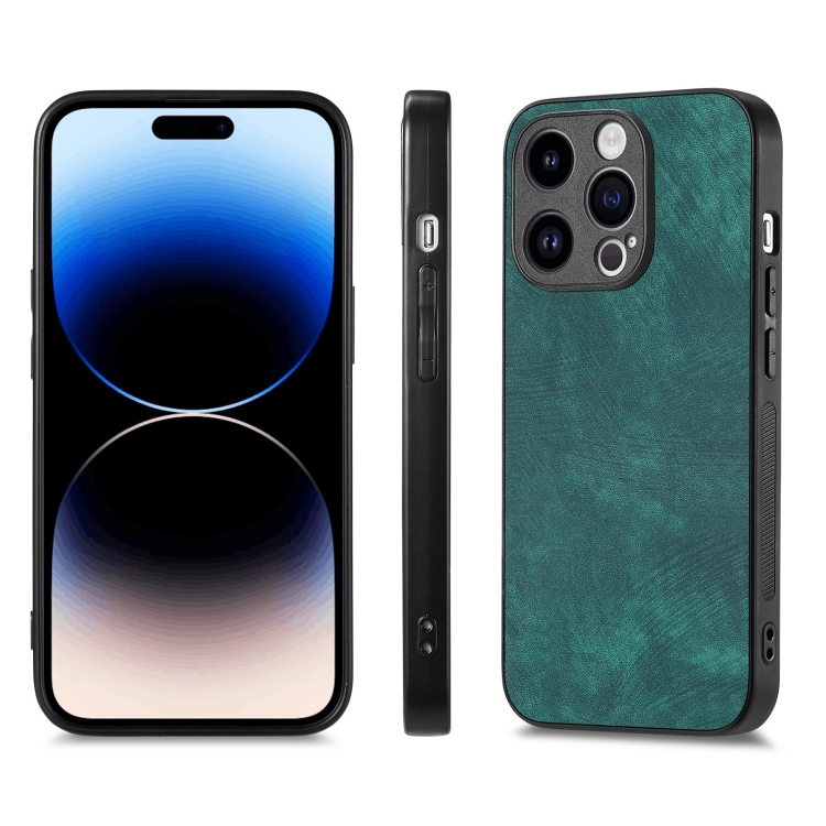 For iPhone 14 Plus Vintage Leather PC Back Cover Phone Case(Green) - Image 2