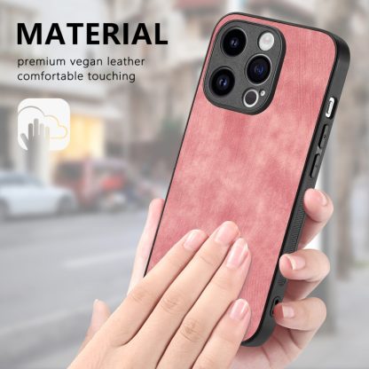 For iPhone 11 Pro Max Vintage Leather PC Back Cover Phone Case(Pink) - Image 4