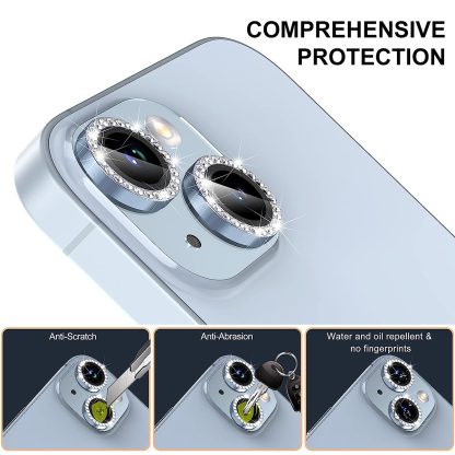 For iPhone 15 Pro / 15 Pro Max ENKAY AR Anti-reflection Individual Diamond Ring Camera Lens Glass Full Film(Deep Blue) - Image 3