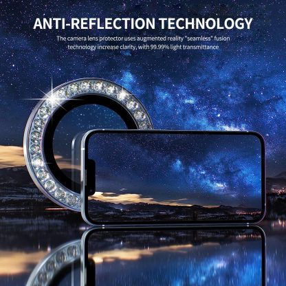 For iPhone 15 Pro / 15 Pro Max ENKAY AR Anti-reflection Individual Diamond Ring Camera Lens Glass Full Film(Deep Blue) - Image 4