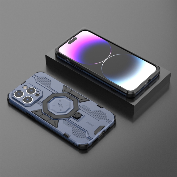 For iPhone 14 Pro Max MagSafe Supersonic Armor Holder PC Hybrid TPU Phone Case(Blue) - Image 2