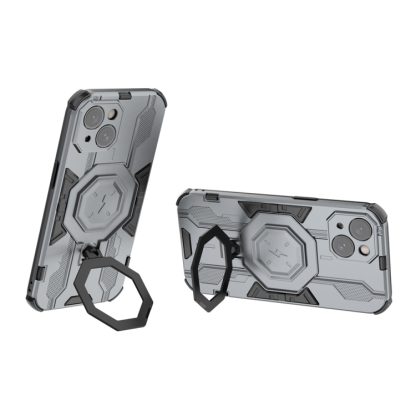 For iPhone 15 MagSafe Supersonic Armor Holder PC Hybrid TPU Phone Case(Grey) - Image 3