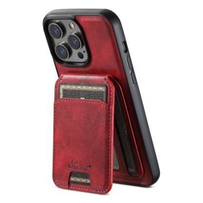 For iPhone 13 Pro Max Suteni H15 MagSafe Oil Eax Leather Detachable Wallet Back Phone Case(Red) - Image 3