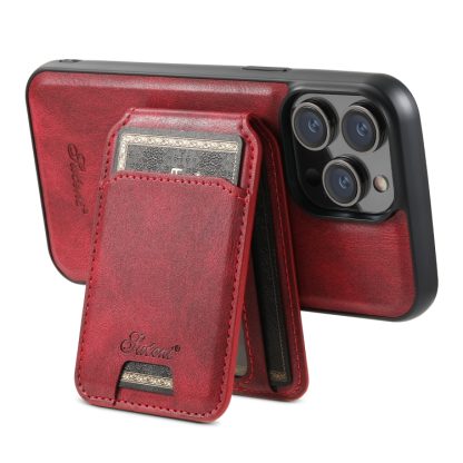 For iPhone 13 Pro Max Suteni H15 MagSafe Oil Eax Leather Detachable Wallet Back Phone Case(Red) - Image 4