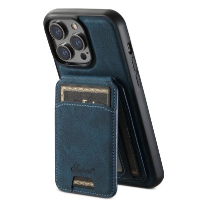 For iPhone 14 Pro Suteni H16 Litchi Texture Leather Detachable Wallet Back Phone Case(Blue) - Image 3