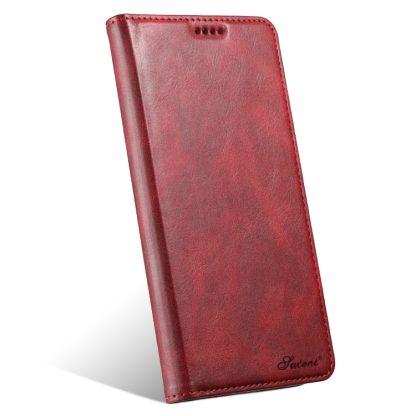 For iPhone 15 Suteni J02 Oil Wax Wallet Leather Phone Case(Red) - Image 2