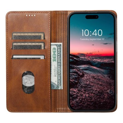 For iPhone 14 Suteni J02 Oil Wax Wallet Leather Phone Case(Brown) - Image 4