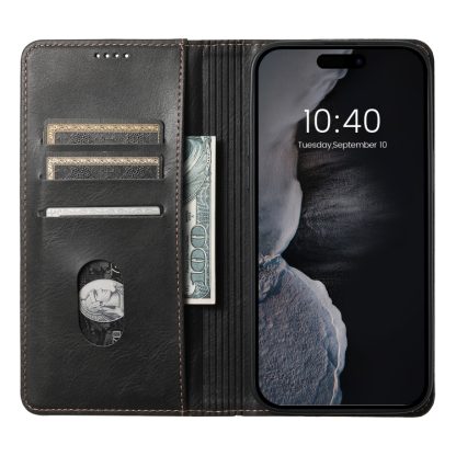 For iPhone 13 Pro Max Suteni J02 Oil Wax Wallet Leather Phone Case(Black) - Image 4