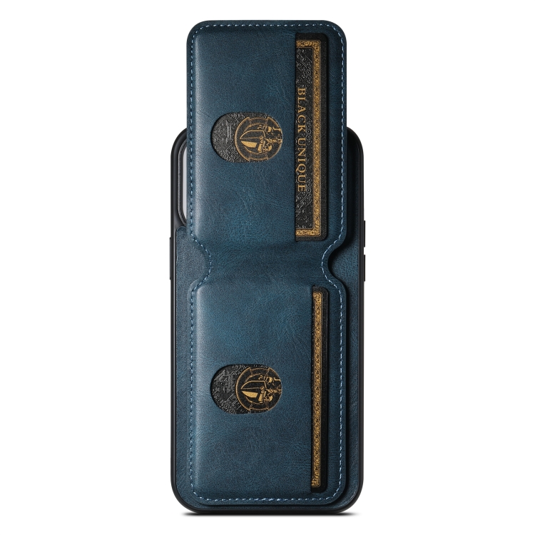 For iPhone 14 Suteni H02 Leather Wallet Stand Back Phone Case(Blue) - Image 4