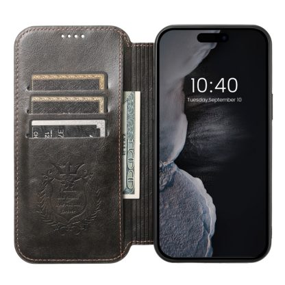 For iPhone 15 Plus Suteni J05 Leather Magnetic Magsafe Phone Case(Black) - Image 3