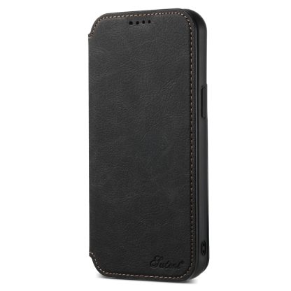 For iPhone 15 Suteni J06 Retro Matte Litchi Texture Leather Magnetic Magsafe Phone Case(Black) - Image 2