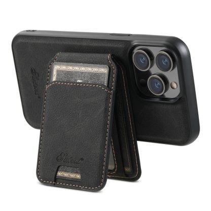 For iPhone 13 Pro Max Suteni H17 Litchi Texture Leather MagSafe Detachable Wallet Phone Case(Black) - Image 4