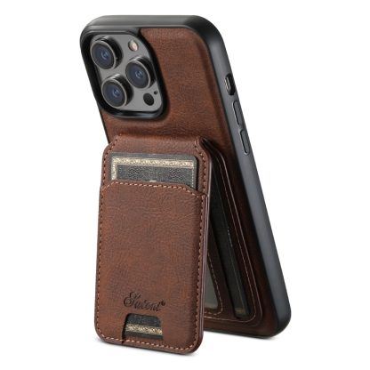 For iPhone 12 Pro Suteni H17 Litchi Texture Leather MagSafe Detachable Wallet Phone Case(Brown) - Image 3