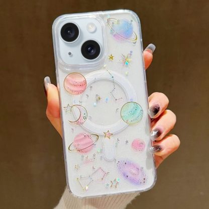 For iPhone 15 Cosmic Star MagSafe TPU Phone Case(Transparent)