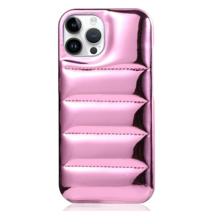 For iPhone 14 Pro Max Laser Aurora Down Jacket All-inclusive Phone Case(Pink)