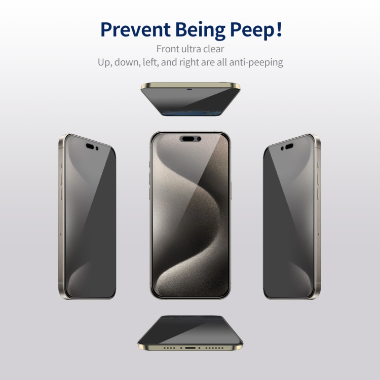 For iPhone 14 Pro Max 5pcs ENKAY Hat-Prince 360 Degree Anti-peeping Privacy Full Screen Tempered Glass Film - Image 2