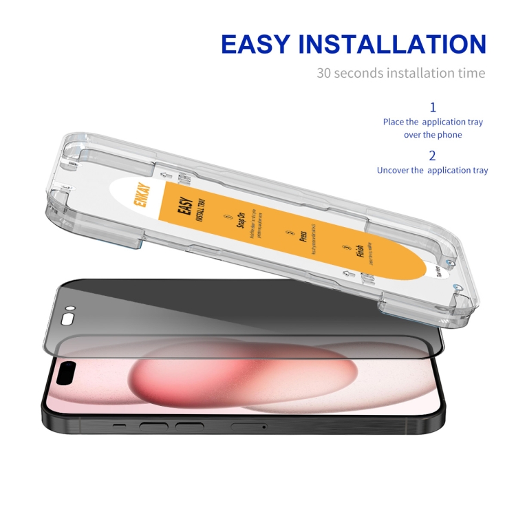 For iPhone 15 Plus ENKAY Easy Install Anti-peeping Privacy Full Screen Tempered Glass Film - Image 2