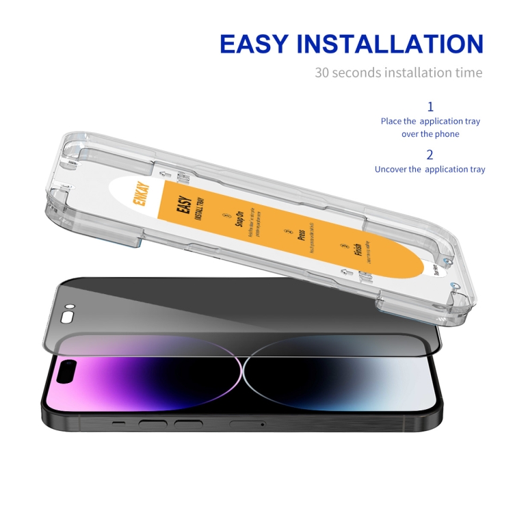 For iPhone 14 Pro ENKAY Easy Install Anti-peeping Privacy Full Screen Tempered Glass Film - Image 2