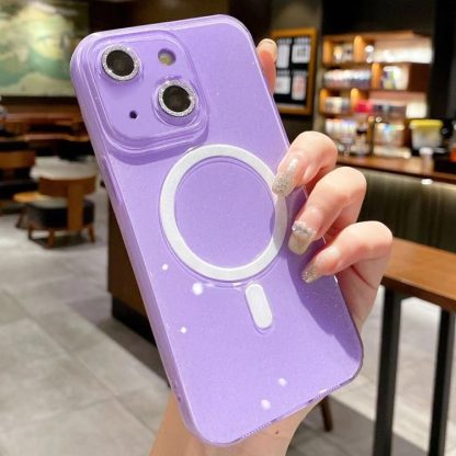 For iPhone 14 Jelly Glitter Solid Color MagSafe TPU Phone Case(Taro Purple)