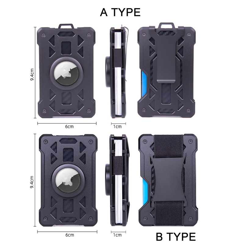 For AirTag Tracker Card Holder Metal Anti-Theft RFID Wallet(B Model Black) - Image 4