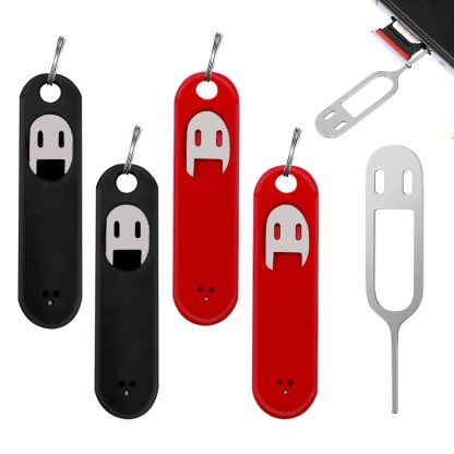 Eject Sim Card Tray Open Pins Needle Keychain Tool With Silicone Case(Red) - Image 2