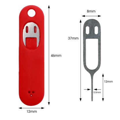 Eject Sim Card Tray Open Pins Needle Keychain Tool With Silicone Case(Red) - Image 3