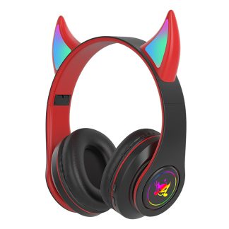 Bakeey Cat Ear Casque de jeu sans fil Bluetooth 5.0 Casque LED Support de lumiere TF Card Play - Noir
