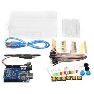 Commutateur Baisique Kit UNO R3 Mini Panneau de Plomb LED Sauteur Bouton Fil pour Arduino avec Boete