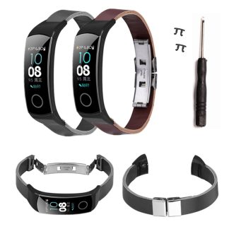 Montre Bakeey Bande Remplacement du bracelet de montre e boucle papillon pour Huawei Honor Band 4/Bande 5 - Brun