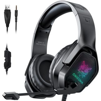 ONIKUMA X4 3.5mm casque filaire USB 360e surounding casque de jeu monte sur la tete casque de jeu d'ordinateur lumineux rvb avec micro - Noir