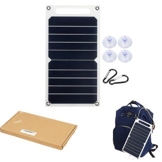 6W 6V 260x140x2.5mm S0506 Panneau solaire semi-flexible portable avec boete de jonction arriere Chargeur USB simple + 4x suceuse + kit de mousqueton
