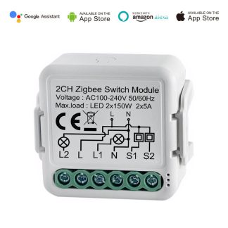 Module de commutateur intelligent bidirectionnel Tuya ZB 110-240V relais de module d'automatisation de contreleur de commutateur de lumiere de contrele fonctionne avec Alexa/Google Home