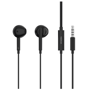 Nokia E2101A 3.5mm ecouteurs Filaires HiFi 3D Stereo Reduction du Bruit ecouteurs Sportifs avec Microphone - Blanc