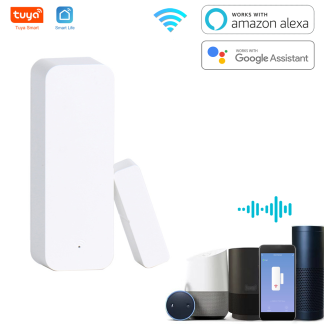 Tuya Smart Home Capteur de porte Fenetre Contact Ouvrir Fermer WiFi APP Telecommande Compatible avec Alexa Google Assistant