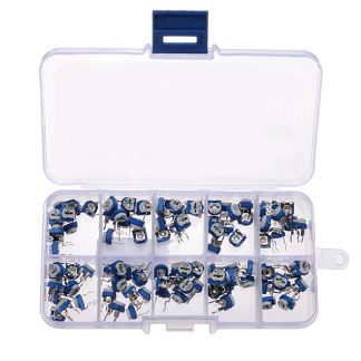 5 x 100pcs RM065 Potentiometre Horizontal Triphase Assortiment Kit Avec Stockage Box