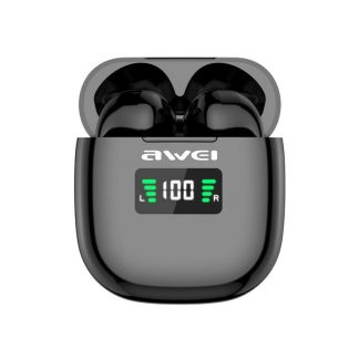 Awei T19P TWS bluetooth 5.0 LED affichage ecouteurs casque stereo tactile contrele etanche casque avec micro - Noir
