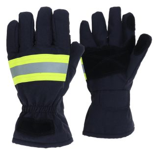 Gants de travail de protection anti-feu Sangle reflechissante Gants de securite antistatiques resistants au feu pour pompier - Orange