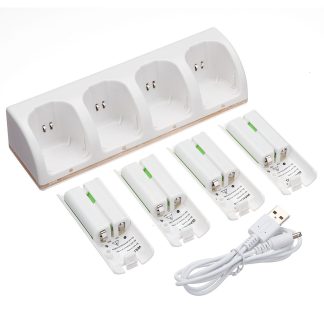 Station d'accueil pour chargeur blanc pour telecommande Wii + 4 x rechargeables Batterie